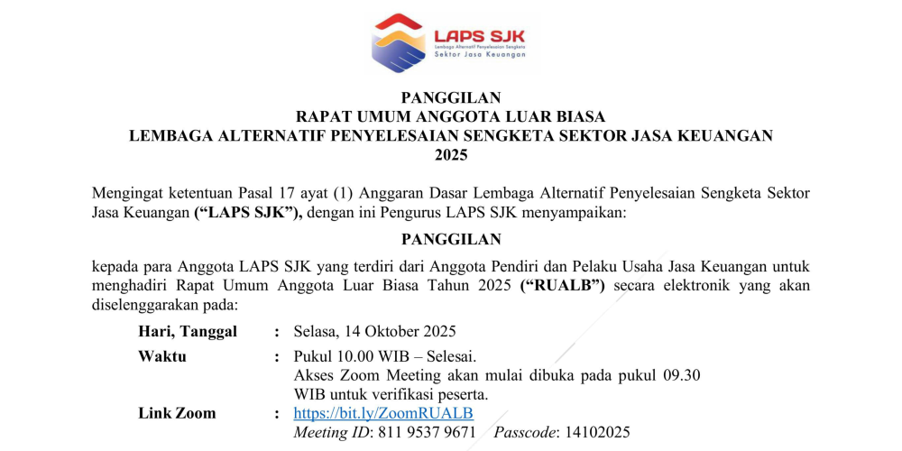 Panggilan Rapat Umum Anggota Luar Biasa LAPS SJK 2025